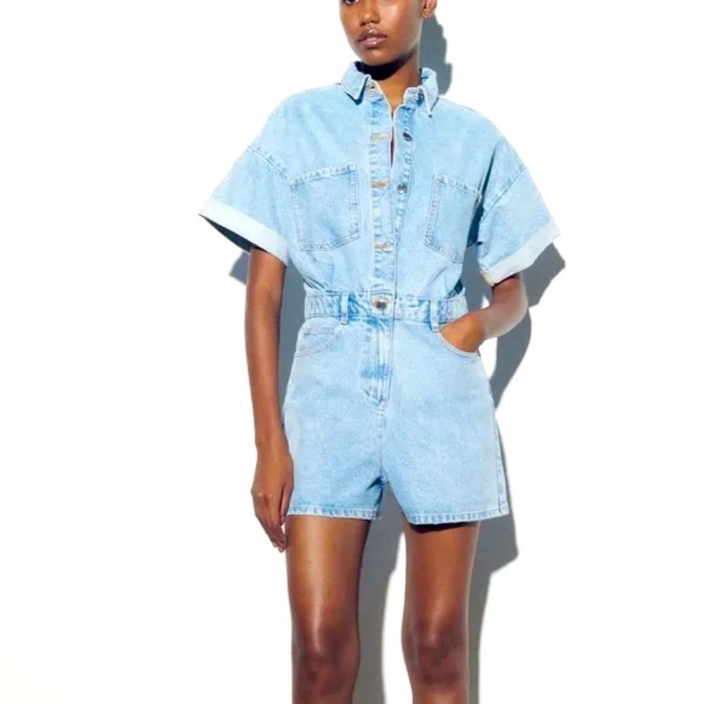Zara Blue Denim Romper